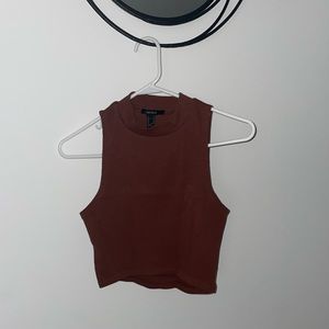 Maroon High Neck Crop Top
